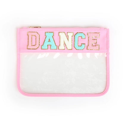 Clear Zippered Varsity Patch Pouch