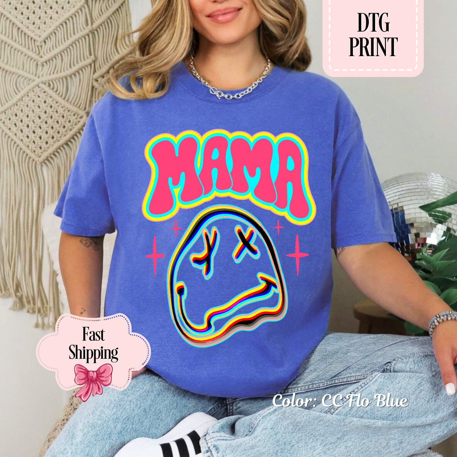 Neon Smiley Mama