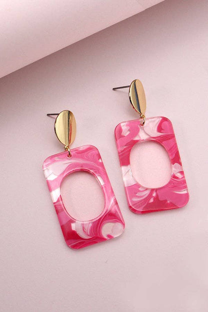 ACRYLIC RECTANGLE DROP EARRINGS