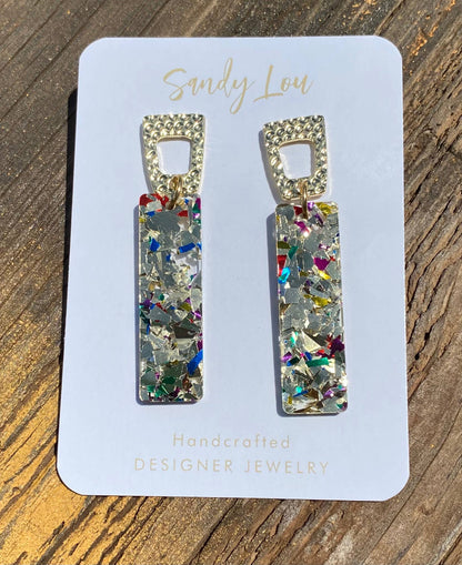 Confetti Glam Dangle Sticks Earrings