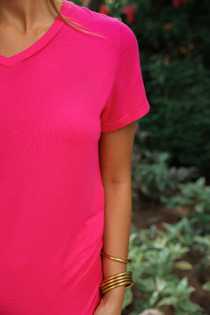 Jess Lea Basic Tee- Hot Pink