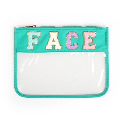 Clear Zippered Varsity Patch Pouch